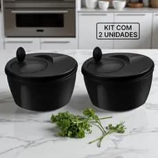 Kit 2 Centrífugas All Black 4L – Exclusiva e Prática para Saladas