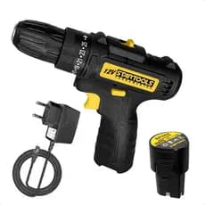 Parafusadeira Furadeira 12V Sem Fio Bivolt Recarregável Bateria LED Mandril 10mm 2 Velocidades