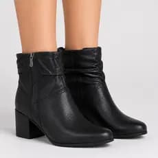 Bota Feminina Couro Cano Médio Burnish Bottero Original Conforto Salto Bloco 6cm