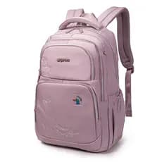 Ladies backpack padrão bordado reforçado nylon impermeável grande capacidade roxo