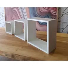Kit 3 Nichos MDF 15mm com Borda PVC | Cores Branco e Preto | Já Montados