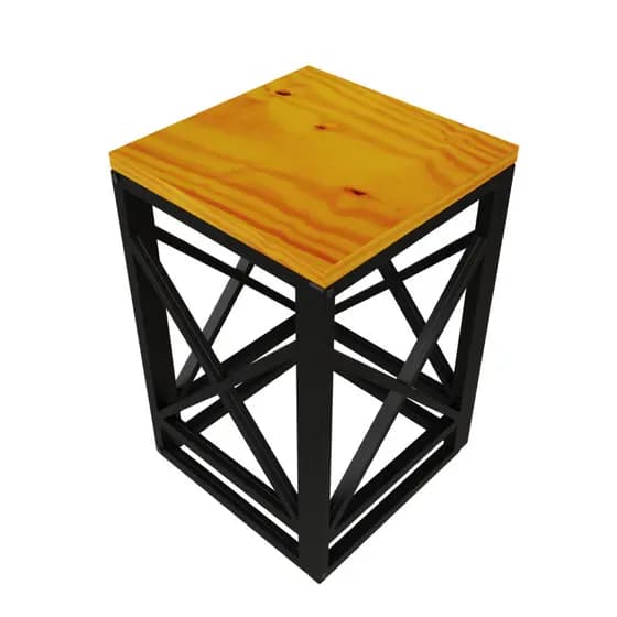 Banqueta Decorativa de Madeira e Base em Polipropileno – 38x25cm