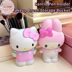 Haostontr Sanrio Hello Kitty Caneta Titular Anime Minha Melodia Papelaria Maquiagem Escova Organizador Desktop Decoração