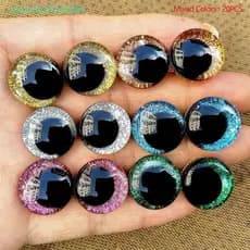 Weijiaott 10 Pares Novo DESIGN 16 25mm Desenho Animado 3D Glitter Brinquedo Olhos De Segurança Boneca Pupila Com Arruela