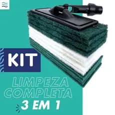 Kit Limpeza Completa 3 em 1 Suporte LT + Fibras Bucha Esponja Abrasiva Verde Limpeza Leve e Pesada