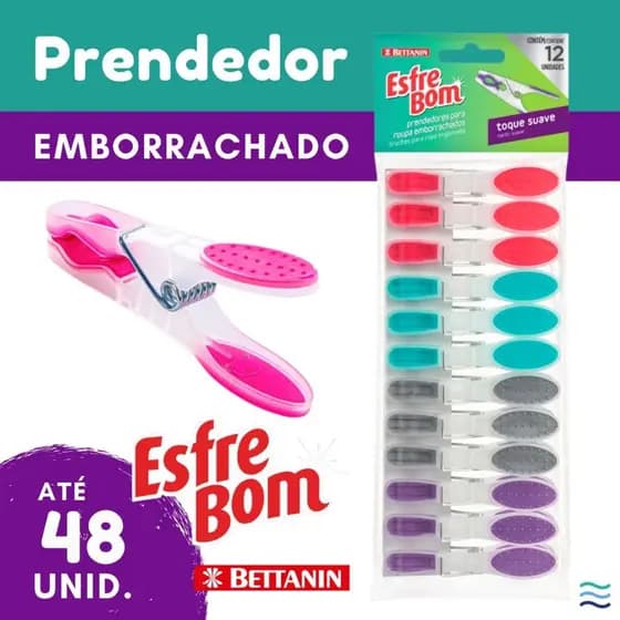 Prendedores Pregadores de Roupas Emborrachado Bettanin EsfreBom Kit 12 24 36 48 Anti Marcas UV