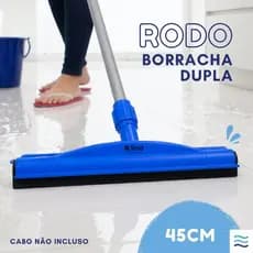 Rodo 45cm Profissional Dry Borracha EPDM Azul Limpeza Pesada Anti Respingo Rosca Euro Sem Cabo