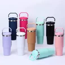 Garrafa de Água Térmica 900ML de Academia inoxidável Flip com Alça Aço Inoxidável 304 com canudo presente quente/frio