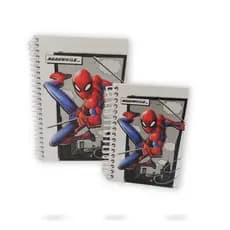 Caderno e Caderneta Homem Aranha Capa Dura Espiral Escolar Vermelho Brinde 2 Canetas BIC