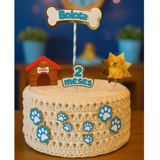 Topo de Bolo Aniversário Pet Personalizado - Topo bolo personalizado - Papelaria Personalizada - Aniversário Cachorro