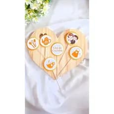 40 Toppers para Chá de Cozinha - Toppers para docinhos - Tags para docinhos - Chá de Cozinha Personalizado Amarelo Ouro