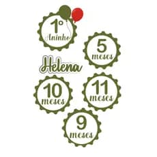 Topper Mêsversário com nome Verde - Kit Mêsversário - Papelaria Personalizada - Topo de bolo personalizado