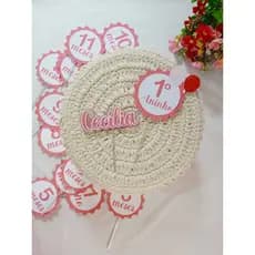 Topper Mêsversário Menina com nome - Kit Mêsversário - Papelaria Personalizada - Topo de bolo personalizado