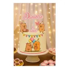 Topo de Bolo Capivaras - Festa Personalizada Capivara - Topo de Bolo Personalizado - Papelaria Personalizada - Capivara