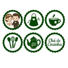 40 Toppers para Chá de Cozinha - Toppers para Chá de Casa Nova - Tags para docinhos - Chá de Cozinha Personalizado Verde