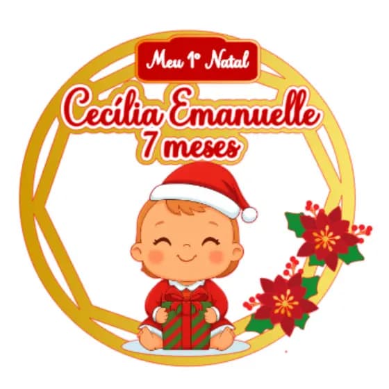 Topo de Bolo Natalino – Mêsversário • Tema Meu 1º Natal • Personalizado -  Topos de Bolo Personalizado - Papelaria