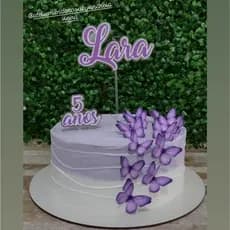 Topo de Bolo Borboletas - Topo de Bolo Personalizado - Borboletas lilás - Jardim das Borboletas