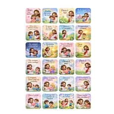 Kit Adesivos 4x4 Tema Cristão - Mensagens Motivacionais Fé e Amor com laminação brilho - Adesivos Personalizados