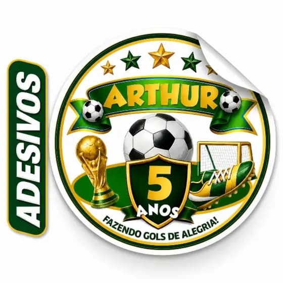 Kit Adesivo Personalizado 5x5 - Tema Futebol - Copa do Mundo - Adesivo redondo 5x5 - Etiqueta Futebol - Copa Mundo 5x5