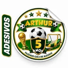 Kit Adesivo Personalizado 5x5 - Tema Futebol - Copa do Mundo - Adesivo redondo 5x5 - Etiqueta Futebol - Copa Mundo 5x5