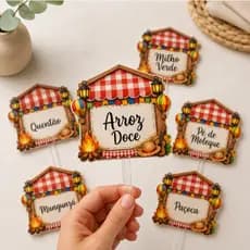 Kit Plaquinhas Festa Junina para Doces e Comidas - Placa de comidas junino/ Placa de comida São João/ Placa de Juninas