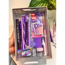 Kit Monochrome com 15 Itens de Papelaria - Kit Escolar Tom Pastel Material Escolar Feminino
