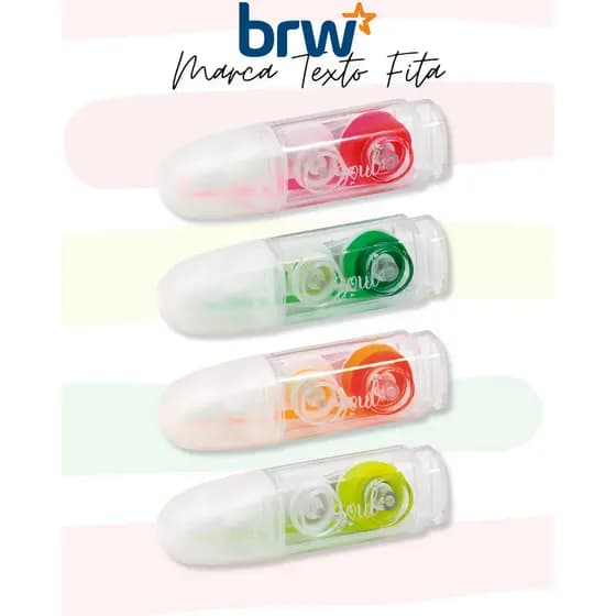 Marca Texto em Fita Colorida Neon 5mm X 3m - BRW Marca Texto Apagável