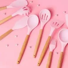 Kit Utensílios De Cozinha 11 ou 19 peças Silicone Colorido *Cores aleatórias *Leia o Anuncio