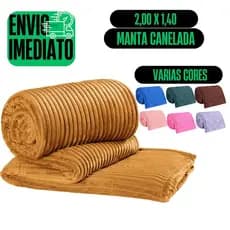 Manta Cobertor Canelada Riscada Aveludada 2,00x1,40m
