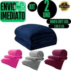 Kit 2 Cobertor Manta Casal Lisa 2,00x1,50 MT Premium