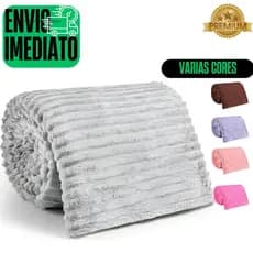 Manta Canelada Cobertor Microfibra Antialérgica Coberta Macia Riscada Quentinha 1,40x2,00Mt