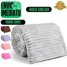 Manta Canelada Microfibra Antialérgica Coberta Macia Riscada Quentinha 1,40x2,00Mt Premium