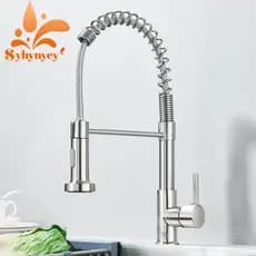 Torneira de cozinha de alta qualidade para bancada, torneira misturadora em aço inoxidável, com bico extensível