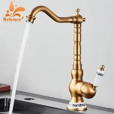 Torneira Cozinha Gourmet/Torneira Banheiro Quente/Fria Controle Duplo Retrô Dourado