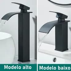 Torneira de lavatório tipo cascata, torneira misturadora/torneira de água fria, bico alto/baixo