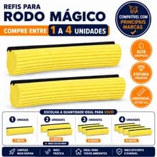 Refil Para Mop Rodo Mágico Universal Espuma Premium Alta Absorção Escolha 1 a 4 Unidades