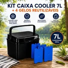 Kit Caixa Térmica Cooler 7 Litros + 4 Gelos Gel Reutilizável 200ml Porta Alimento Bebida Insulina