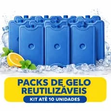 Kit Gelo Gel Rígido Reutilizável 200ml Pack com 6, 8 ou 10 Unidades Cooler Lancheira Bolsa Térmica