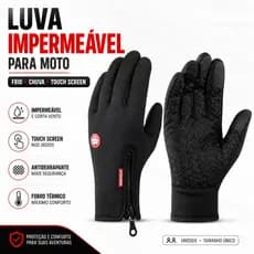 Luva Moto Impermeável Touch Screen Frio Chuva Térmica Antiderrapante Unissex T. Único