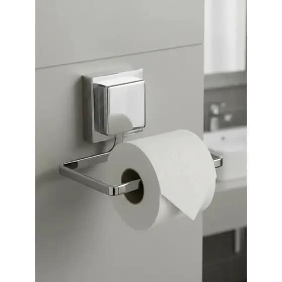 Suporte Porta Papel Higienico Rolo Sem Furo Banheiro Adesivo 3M Cromado Acessorios Organizador Arthi