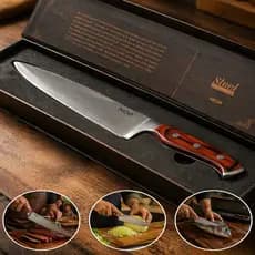 Faca Linha Profissional Steel Mor Aço Inox 8 Polegadas Cabo de Madeira Para Cozinha Corte Preciso