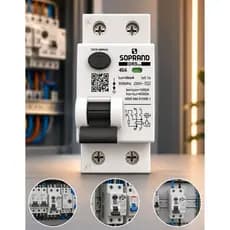 Disjuntor DR Bipolar Soprano DRS2 GIII 40A 30mA Trilho DIN Proteção Contra Choque Elétrico