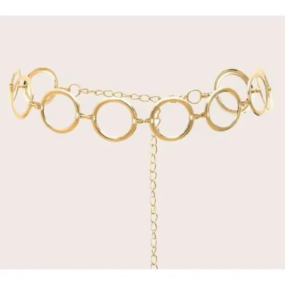 Cinto de corrente argola feminino cintura de oco simples e versátil da moda tendência