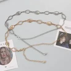 Francês Retro Metal cintura corrente acessórios feminino ouro corrente cinto decoração combinando saia cam