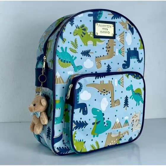 Mochila Maternidade Menino e Menina Bolsa de Costas Passeio Creche Escola C/ Detalhe Urso ENVIO RAPIDO