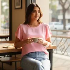 Blusa Megan Tecido Duna Com Manga Princesa Look 2026 Casual ENVIO RAPIDO