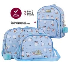 Kit C/ 3 Peças Mala Maternidade Mochila De Costas Infantil Menina e Menino Saida Hospital Reforçada Estampa Ovelhinha