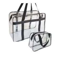 Kit 2 Bolsa Malote Transparente + Necessárie Grande Praia, Piscina, Hospital, Passeio, Maternidade ENVIO RAPIDO