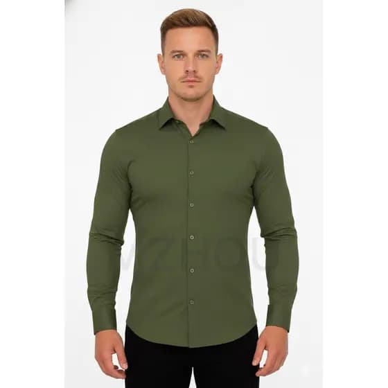 camisa social manga longa liso tecido crepinho slim fit premium luxo