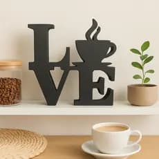 Decoração Letreiro Cantinho do Café  -  Placa I love coffe/ Eu amo café - Enfeite Mesa - Prateleira